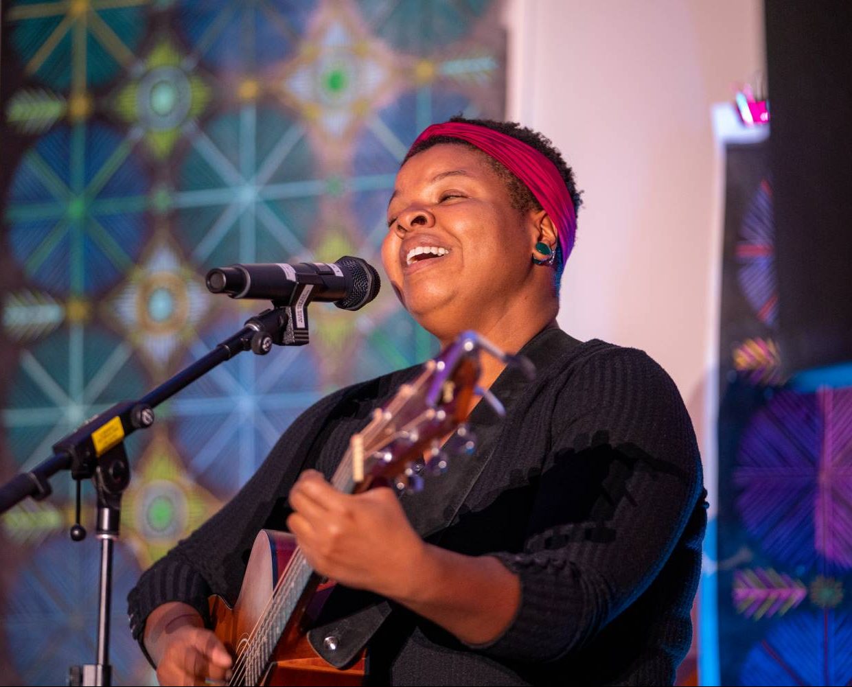 Stephanie Anne Johnson performing at Kaleidoscope, the Tacoma Arts Month opening party in 2019.