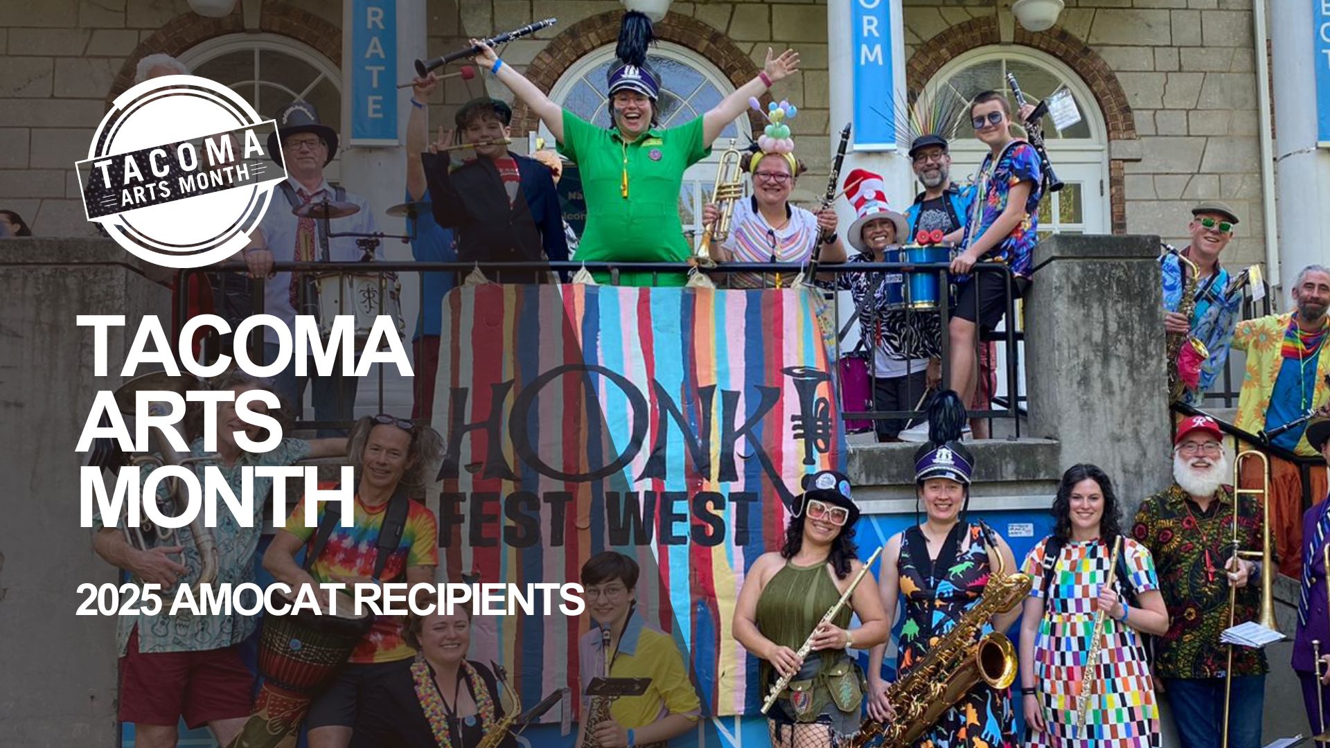AMOCAT Arts Award recipient Irina Rasputnis celebrates with Tacoma Honk.